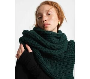 Chunky Gap Infinity Scarf Green Knit Wool Blend